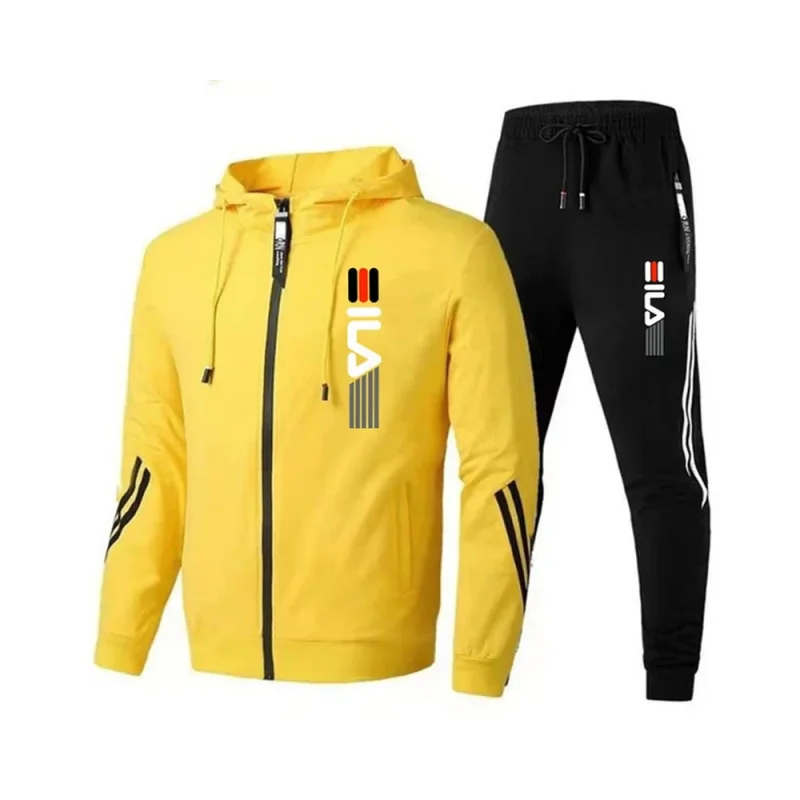 Fato de treino com capuz masculino, jaqueta e moletom com zíper, roupas masculinas de treino, esportes de corrida, moda outono e inverno