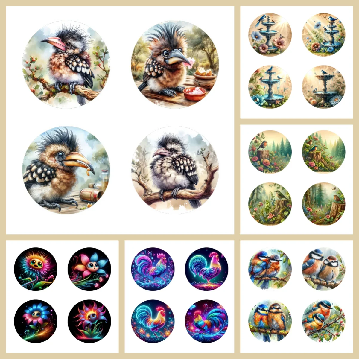 4 ALFOMBRILLAS de café antideslizantes de madera con patrones de animales/florales, adecuadas para posavasos aislantes térmicos de oficina y sala de estar