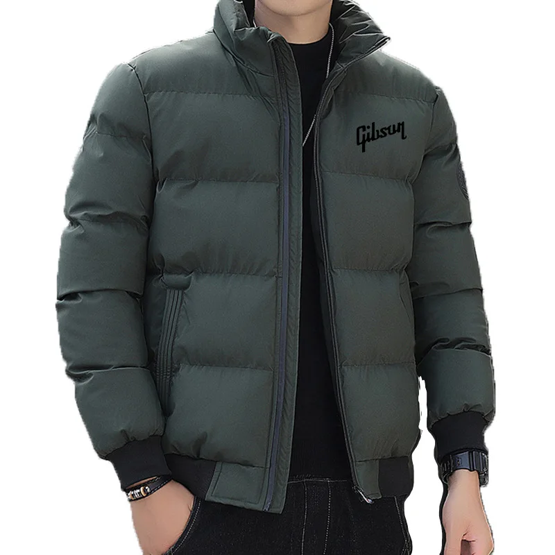 2024 GIBSON Winter Coat Men's Warm Casual Jacket Down Cotton Filling Zipper Shirt Stand up Collar Hat Letter Printed ParkerVersa