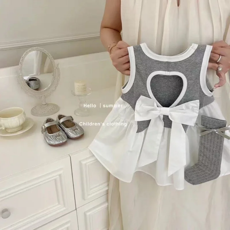 Original Korean children's clothing girls' vest dress2026New summer style beautiful sleeveless dress for little girls