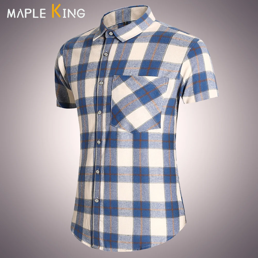 

Vintage Clothes Dress Shirts for Men Regular Fit Plaid Workwear Short Sleeve Social Business Button Up Shirt Mens Blusas Tops