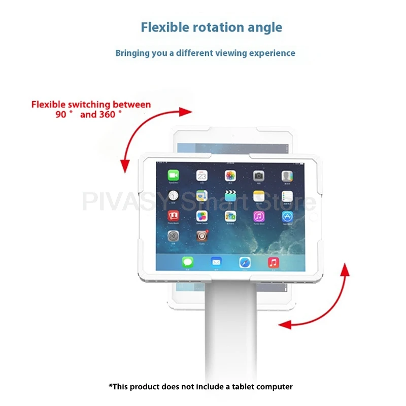 Stojak na tablet 8-13 cali, komercyjny ekspozytor fitness, kiosk podłogowy, blokada antykradzieżowa, regulacja wysokości VESA, obrotowy ekran, uniwersalny