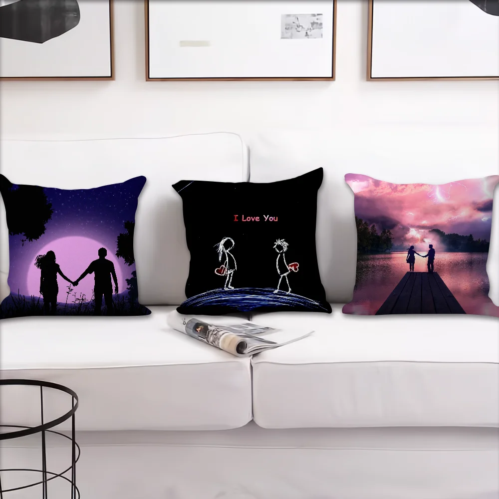 Love Couple Comfortable Decorative Cushion Cover Suitable for Home Living Room Sofa Room Decoration