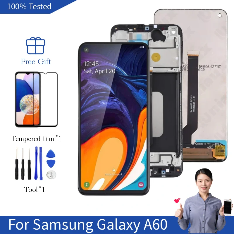 

original A60 LCD Screen For Samsung Galaxy A60 Display SM-A606F SM-A606Y Touch Screen Digitizer For A6060 Screen Replacement LCD