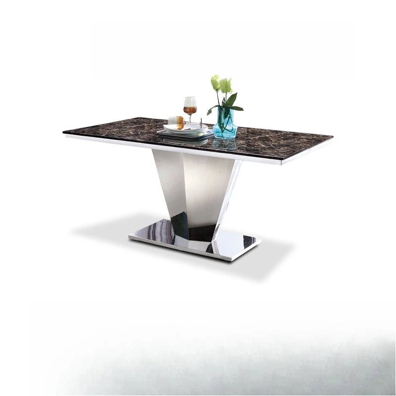 

Light luxury marble dining table Home restaurant High-end French European stainless steel