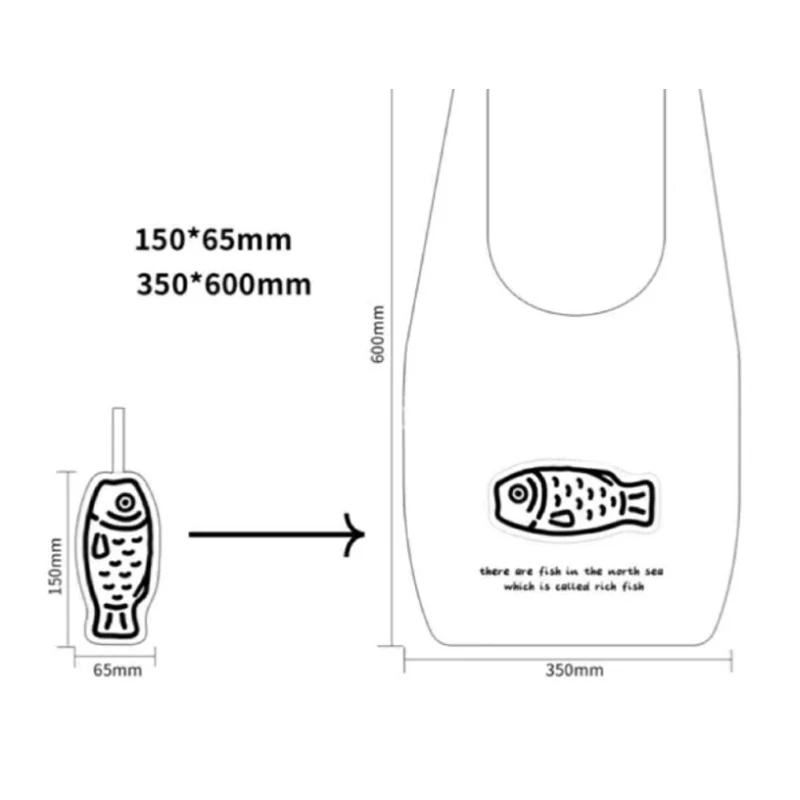 Faltbare, verformbare Handtasche „Fortune Fish“, Taschenanhänger, wasserdichte Schultertasche aus Nylon-Netzstoff, lässige Einkaufstasche für Damen. – Detail 1