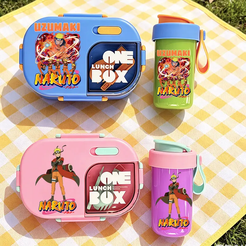 

For Naruto Meal Box Water Cup Set Seasoning Box Tableware Water Bottle Lunch Bento Box Vivid Colors Gifts Uchiha Sasuke
