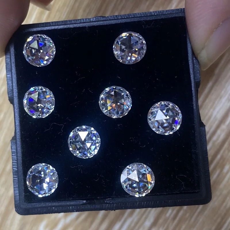 

3mm-10mm White D Color Round Flat Back Rose Cut Shape Moissanita Lab Grown Moissanite Stone Loose Gems For Jewelry