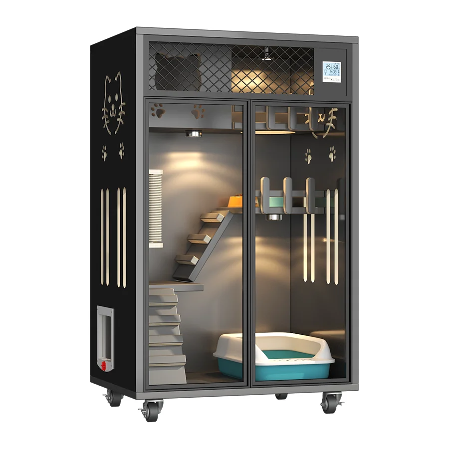 

Hot Sell Cat House Indoor Customized Multi- Layer Luxury Solid Wood Pet House Cat Villa Wooden Indoor Houses for Cats