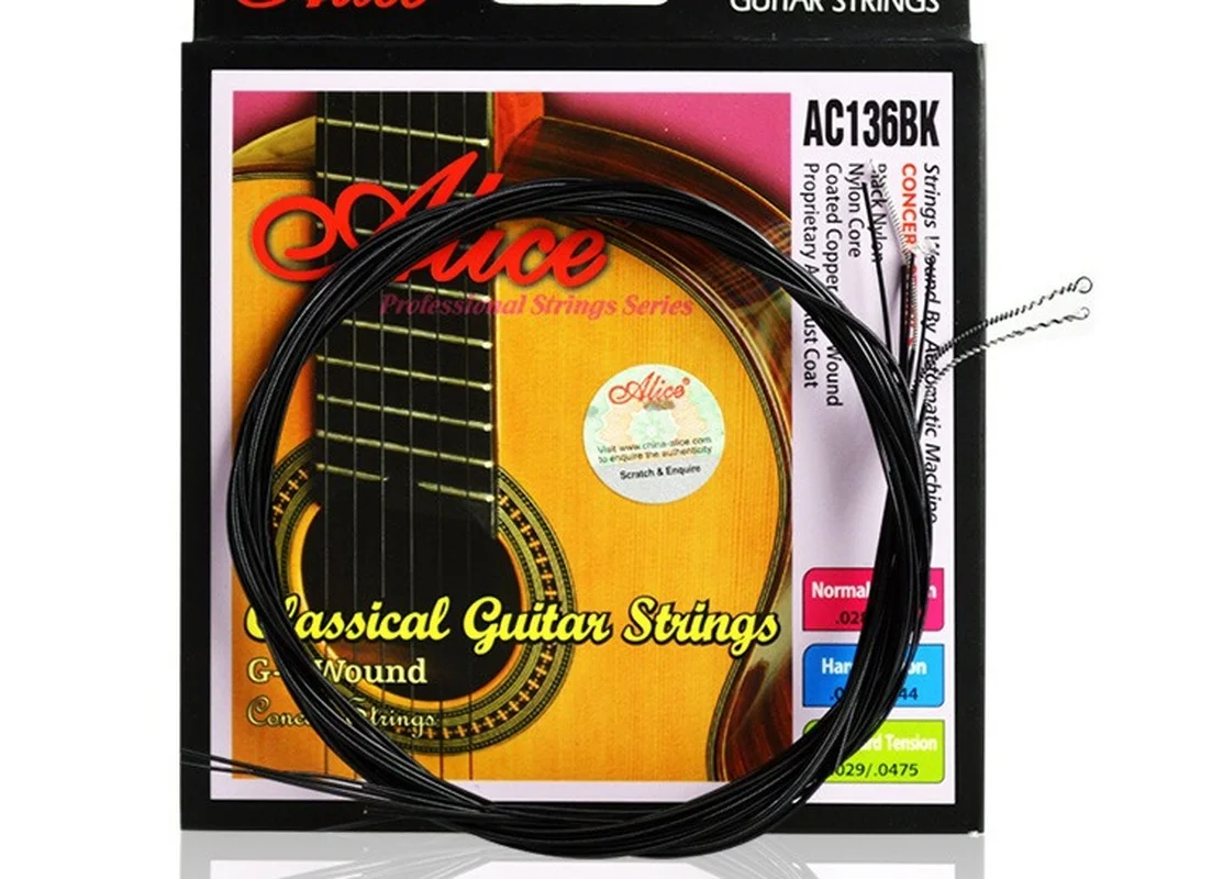 3 Sets of  AC136BK-N/H Classical Guitar Strings Crystal Nylon Strings Black-Plated Copper Wound 1st-6th Strings