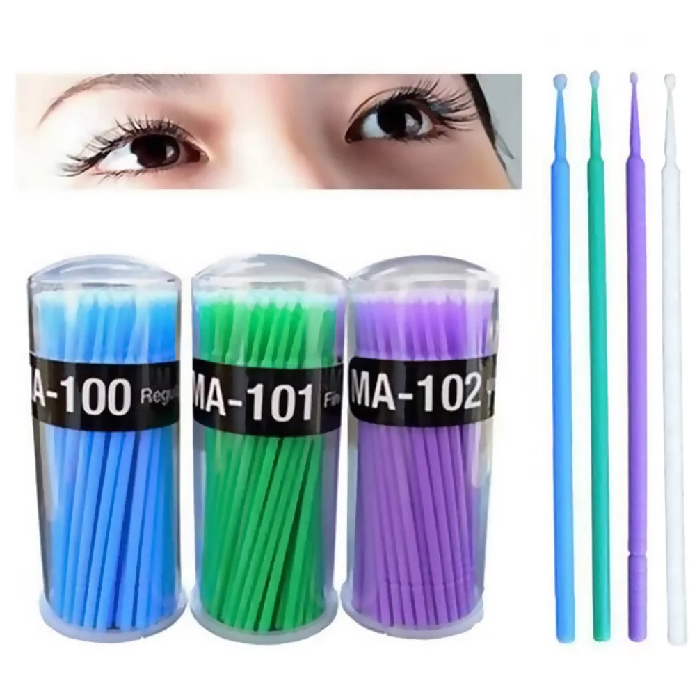 100Pcs Disposable Oral Applicator Dental Sticks Plastic Injection Molded Brushes Non-Linting Bendable Tips for Latisse Eyelash