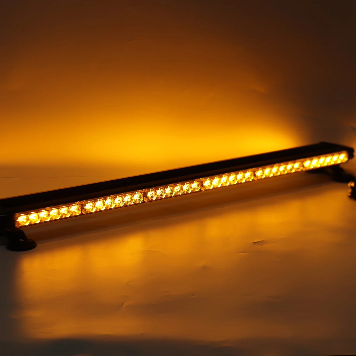12V 23inch Double Side LED Strobe Light Bar Amber Emergency Hazard Warning Safety Beacon Flashing Light for Vehicles Cars Tow