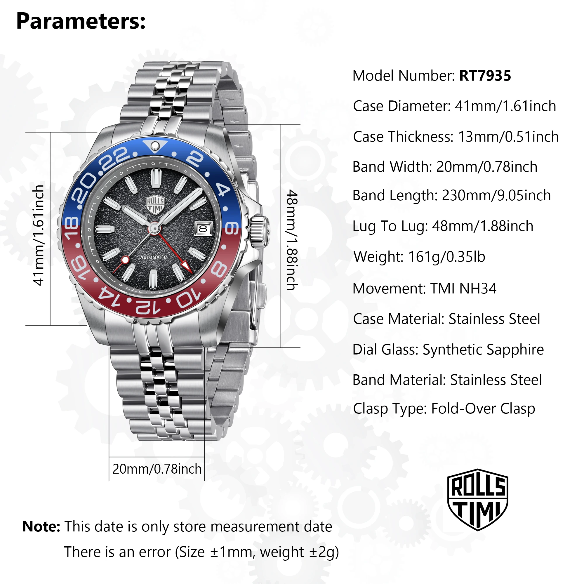 RollsTimi 2025 Orologio da uomo nuovo Regalo Orologi meccanici per uomo Orologio da polso automatico Orologio sportivo con specchio in zaffiro in acciaio inossidabile