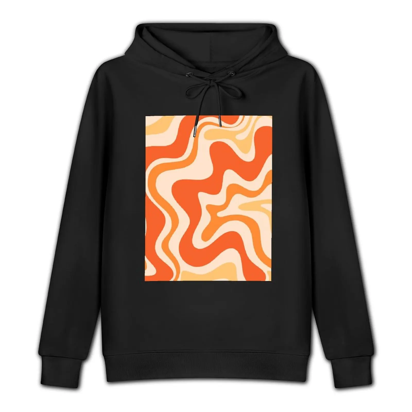 Tangerine Liquid Swirl Retro Modern Abstract Pattern Pullover Hoodie hooded shirt men wear graphic hoodies