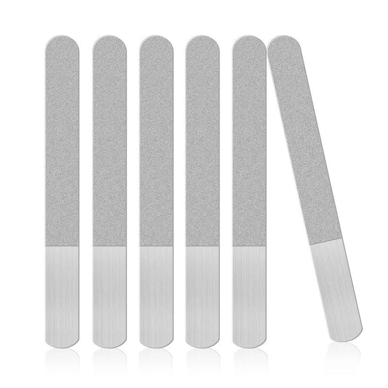 6 Pieces Stainless Steel Nail File Double-Sided Diamond Nail File Metal Nail File Manicure File For Family And Travel