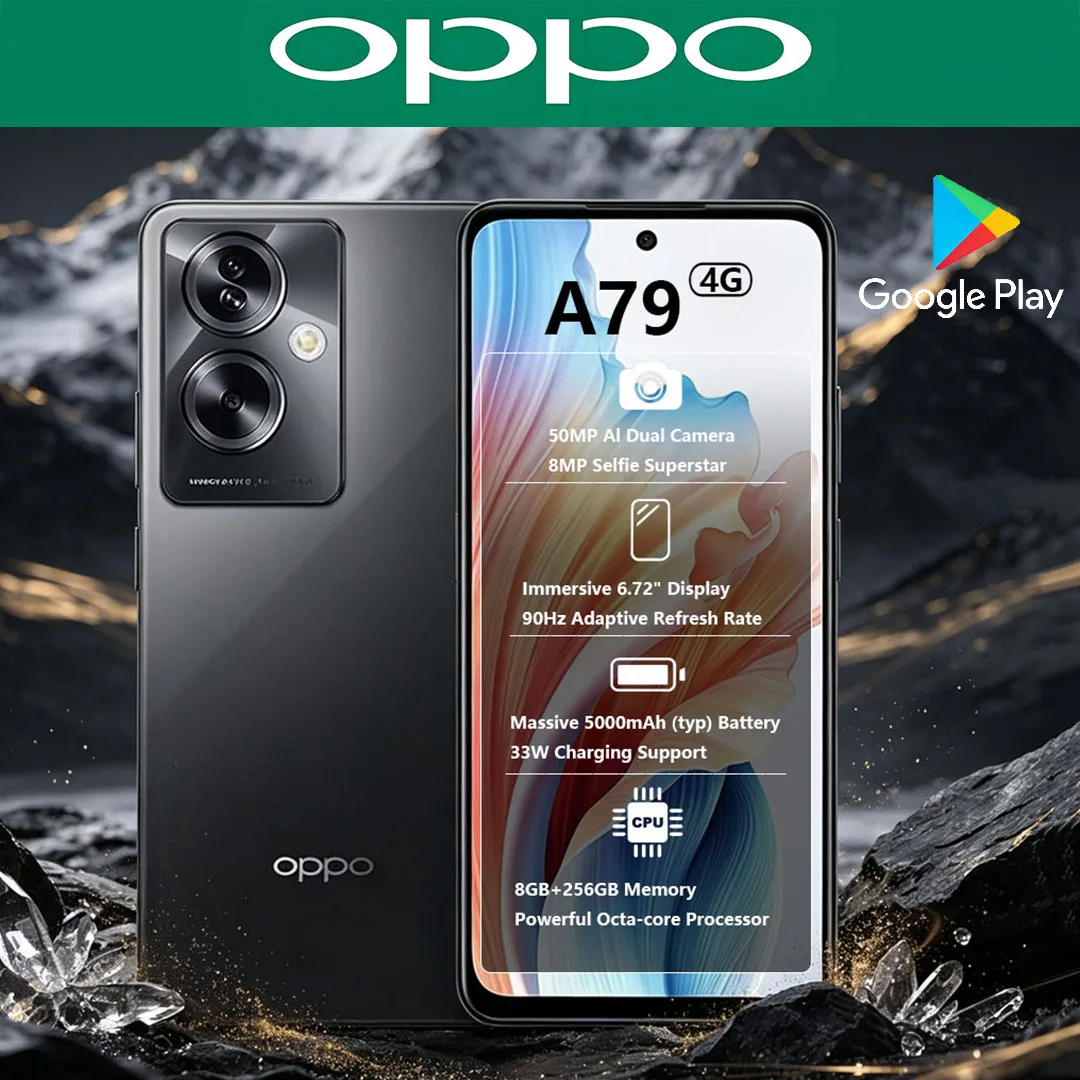 OPPO A79 4G Dual-SIM New Mobile Phone 50MP Camera 5000mAh Long-Lasting Battery 33W Charging Gaming Smartphone 8+256GB Memory