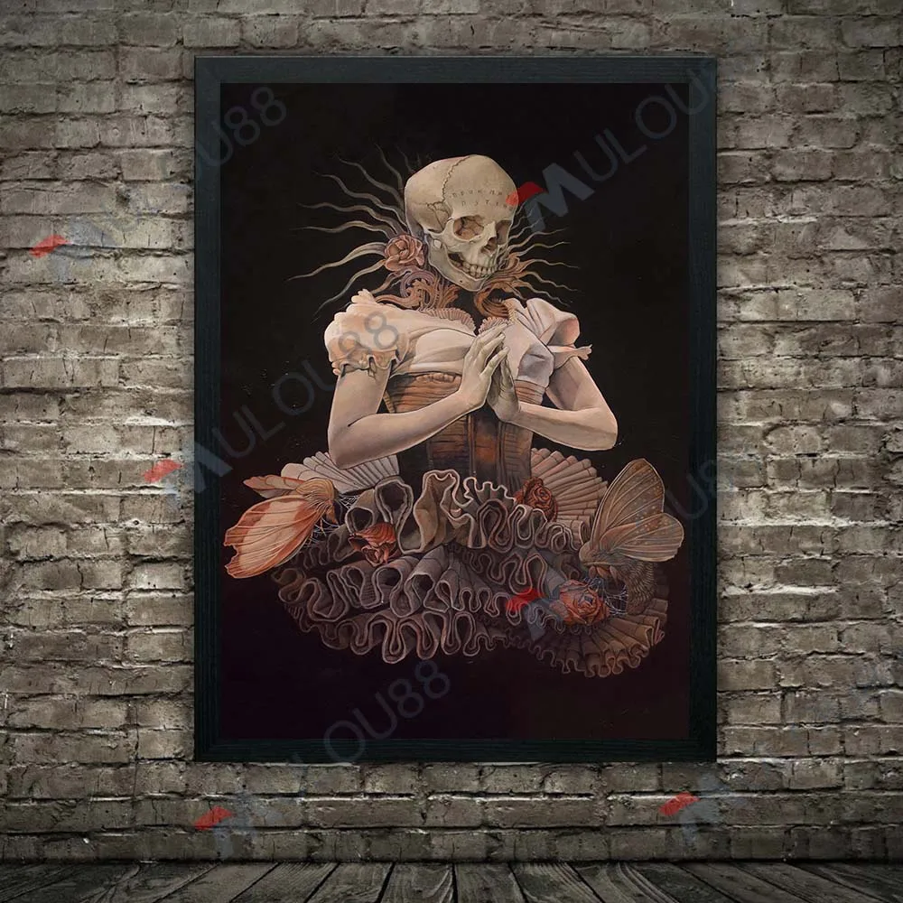 

Rotten Rose Dress And Skull Bird Vintage Wall Art Canvas Painting Devil Bar Surreal Fantasy Art Poster And Print Home Decoration
