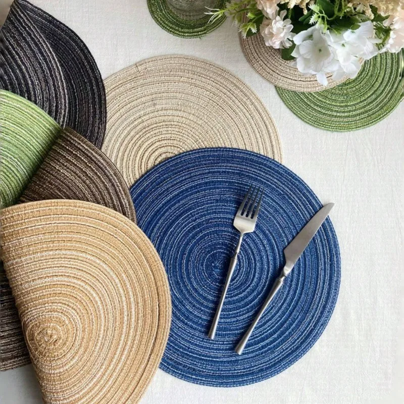 Mantel Individual redondo minimalista nórdico de color sólido, 15 pulgadas de diámetro, decoración de mesa, almohadilla para vajilla, protector de vajilla de restaurante