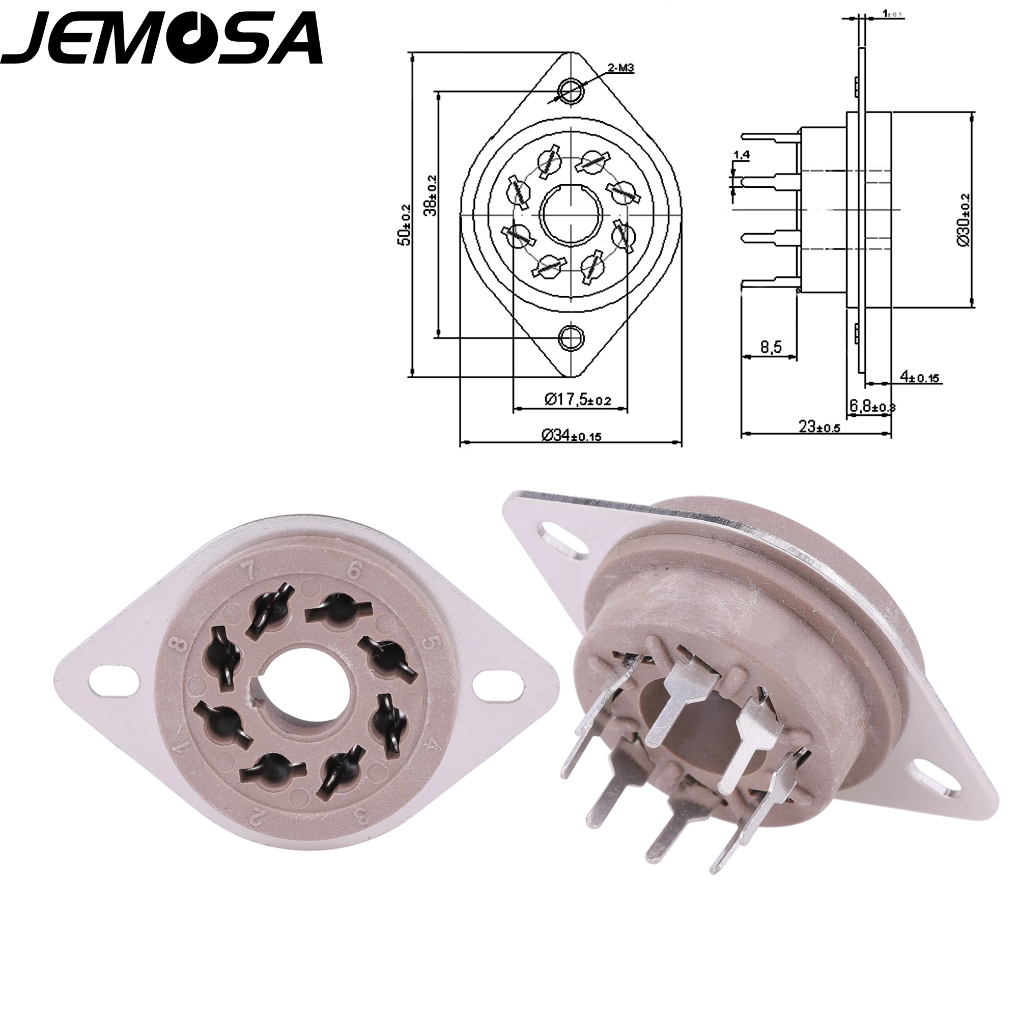 Bakelite 8Pin ซ็อกเก็ต GZS8-F2วาล์วหลอด KT88 6SN7 6V6 6L6 EL34 6550 6N8P 5881 5U4G สูญญากาศ HIFI เครื่องขยายเสียง