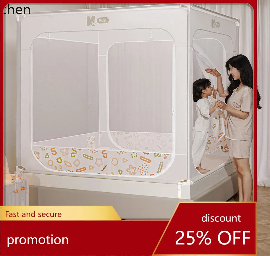 YFY  anti-fall mosquito net - full bottom fitted sheet style for home bedroom, prevents falling out of bed