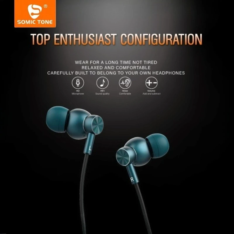 

SOMIC TONE Type C Wired Earphone Bass Stereo Music Headphones With Mic Headset Metal In Ear Earbuds For Xiaomi Samsung Phone