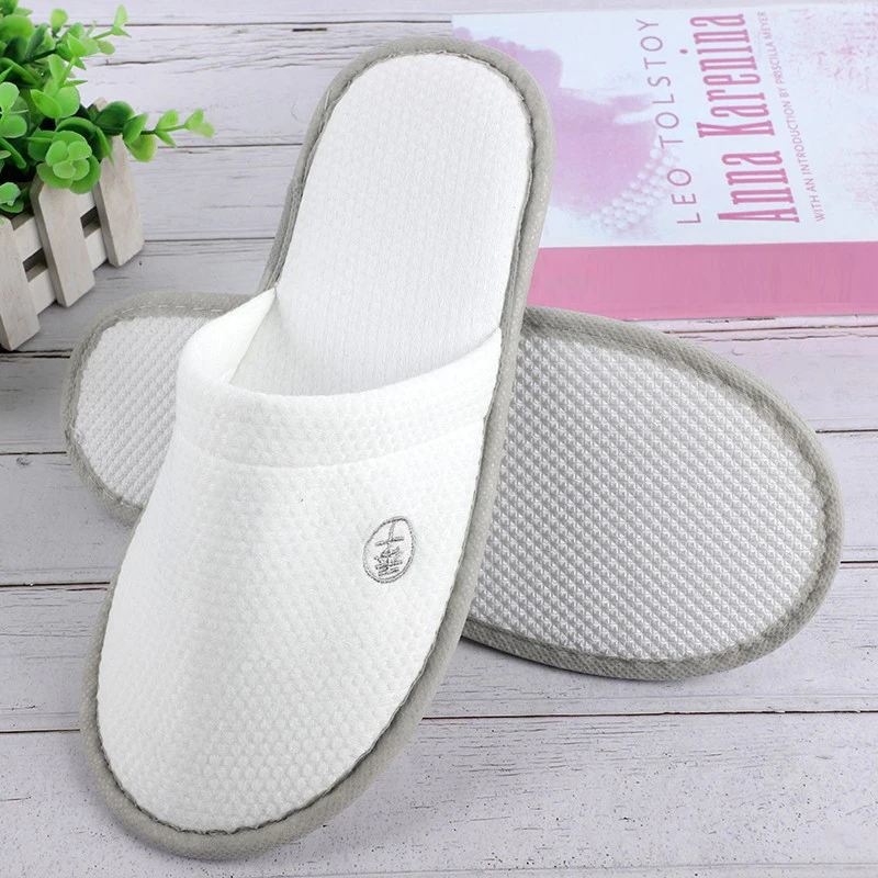 Solid Color White Hotel Room Light Non Slip Casual Home Disposable Slippers For Women