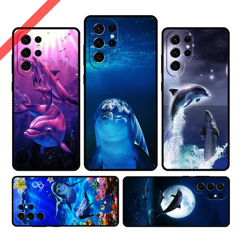 Cute Dolphin Ocean Phone Case For Samsung Galaxy S20 FE S21 S10 S23 Plus S24 S22 Ultra Coque Note20 Note10 S9 S8 Cover Capa