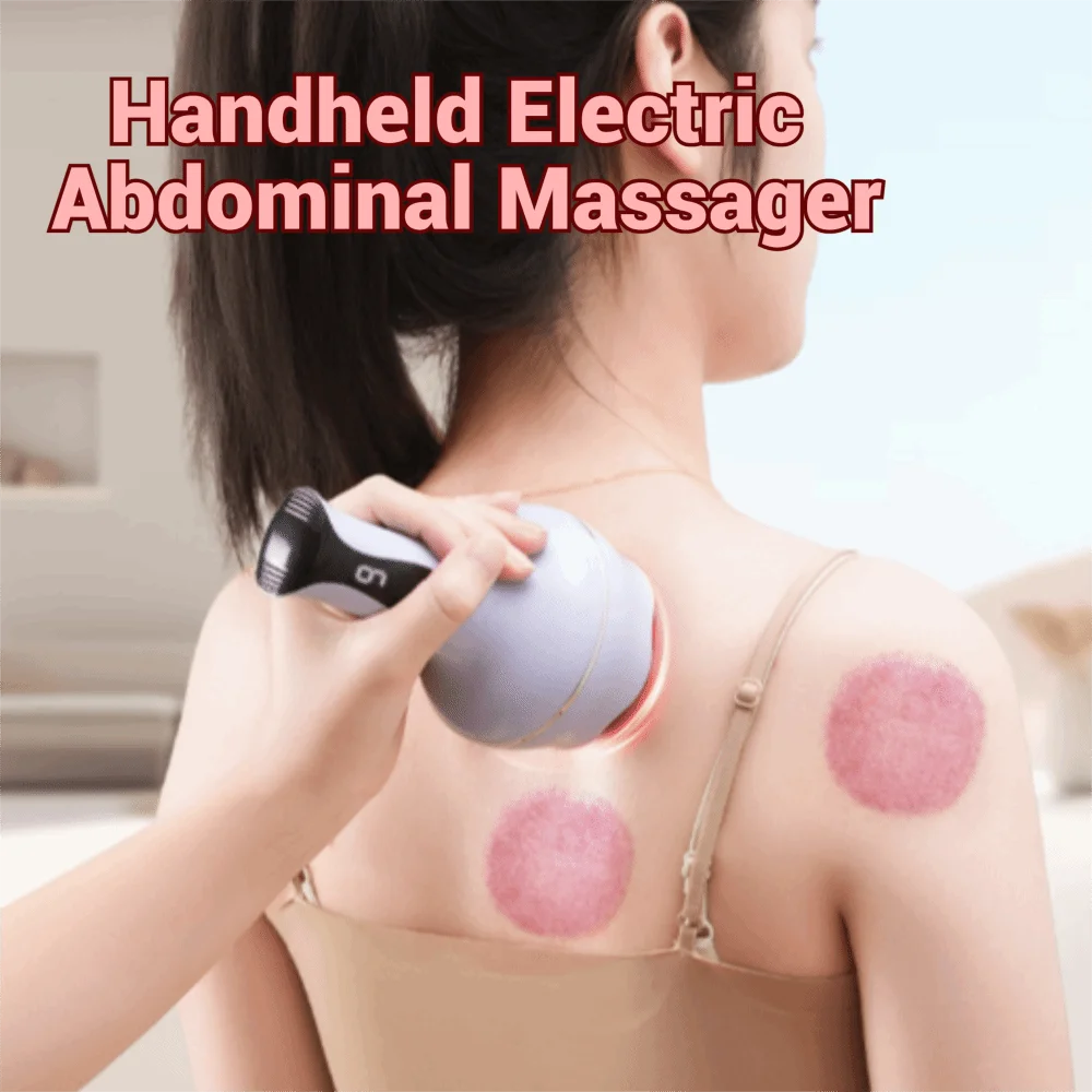 USB Rechargeable Handheld Abdominal Massager Adjustable Guasha Cupping Intensity Meridian Brush Arm Leg Massage Scraping Device