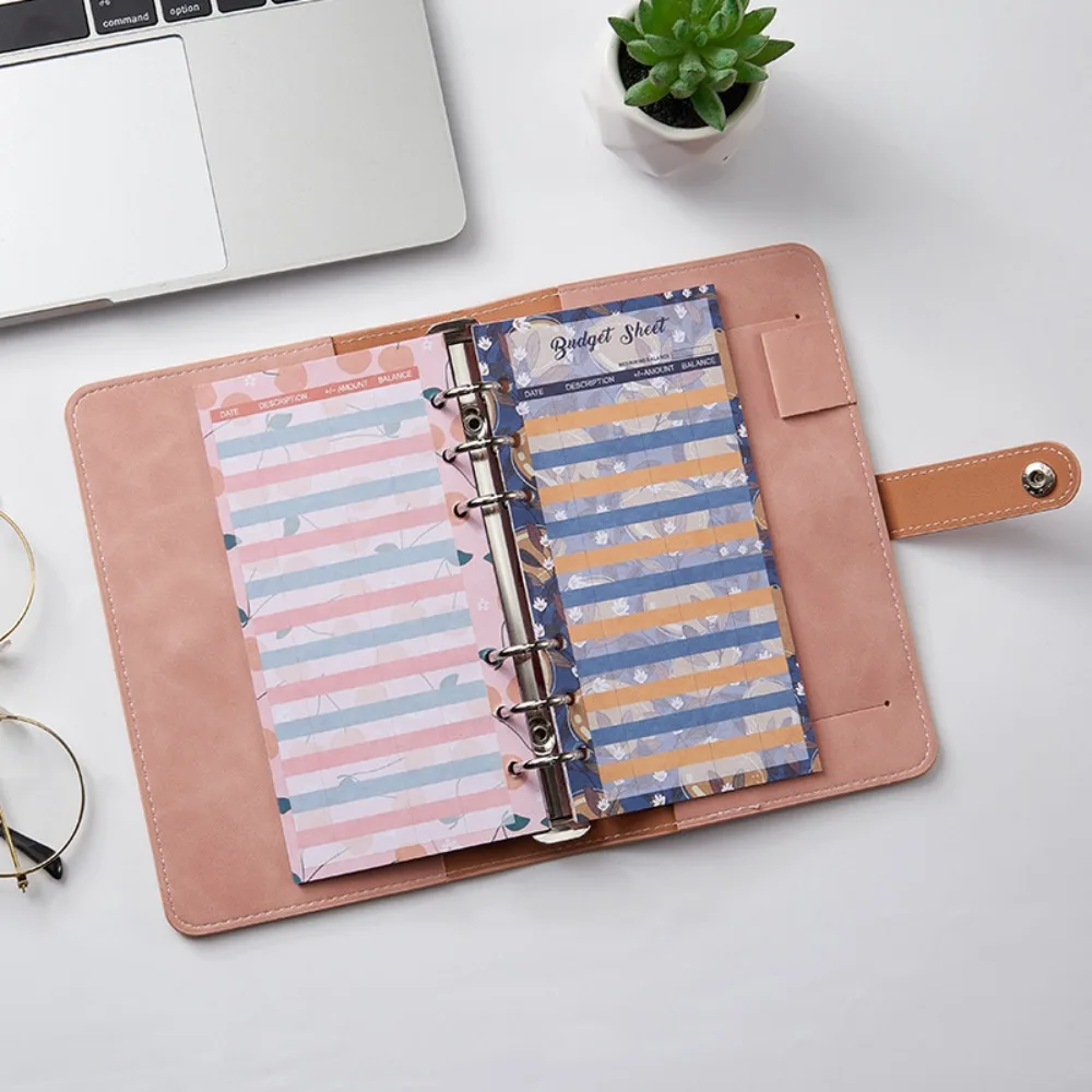 

12Sheets A6 Loose Leaf Refill Budget Paper 6 Holes Flower Expense Tracker Refill Binder Paper Fruit Pattern for Cash Envelopes
