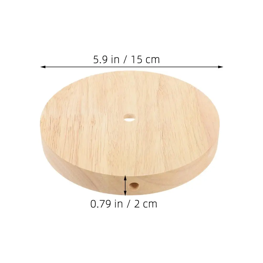 2 قطعة قاعدة مصابيح من الخشب الصلب حامل دائري لمصباح طاولة مكتب DIY مع تصميم مستقر من الحبوب الطبيعية حامل إضاءة LED خشبي