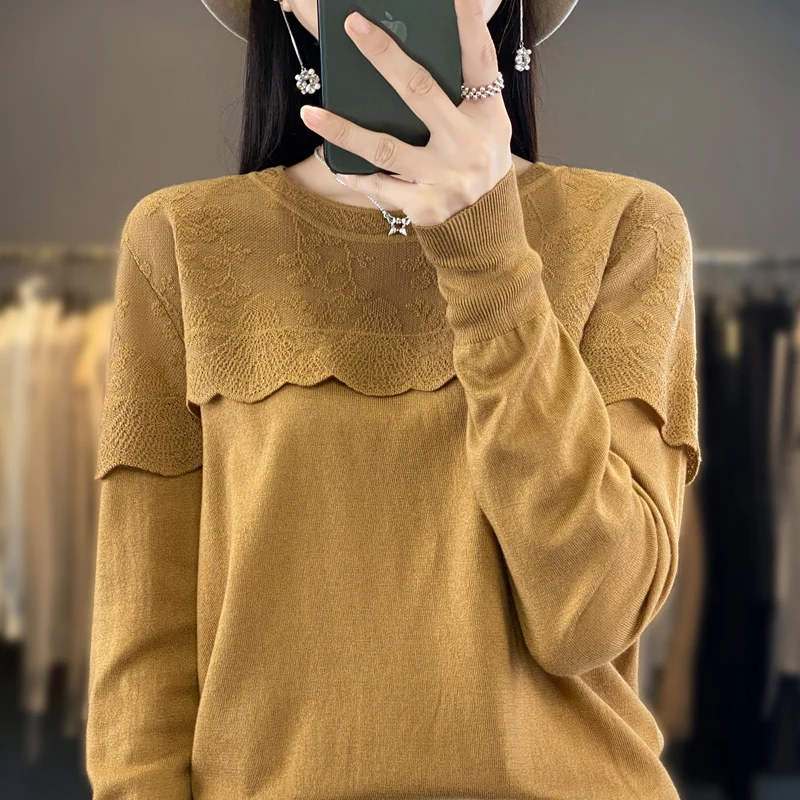 2023 Women's Clothing Korean Style Woolen Sweater Pullover Knitted Bottom Long Sleeve Top Autumn/Winter Vintage Sweater Women