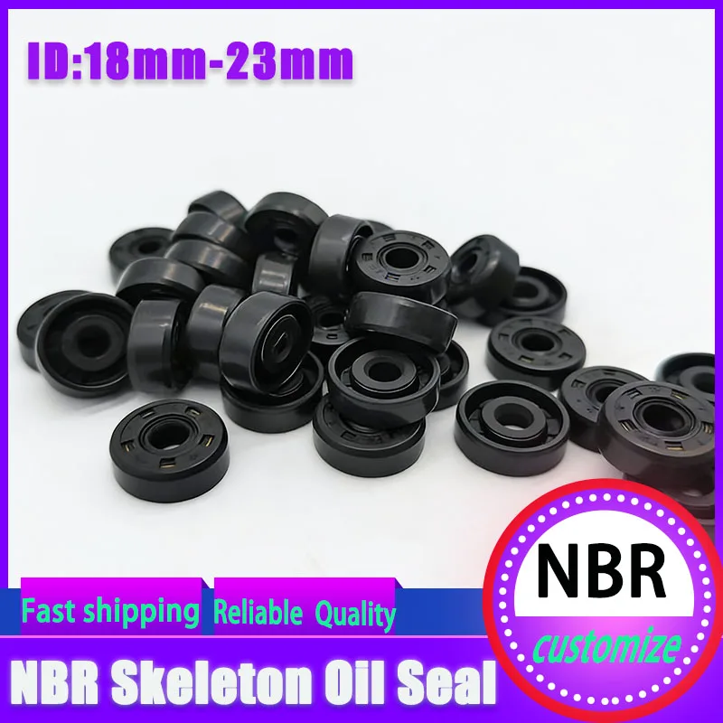 High-quality NBR Skeleton Oil Seal, Double Lip with Spring, Leak-proof & Dust-proof Shaft Seal,ID:18mm-23mm