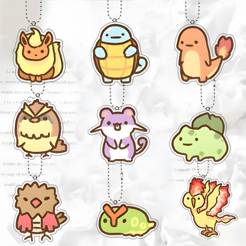 

Flareon Keychains Luggage Squirtle Charmander Noctowl Bulbasaur Anime Acrylic Accessories Kawaii Bag Pendant Decoration Gift