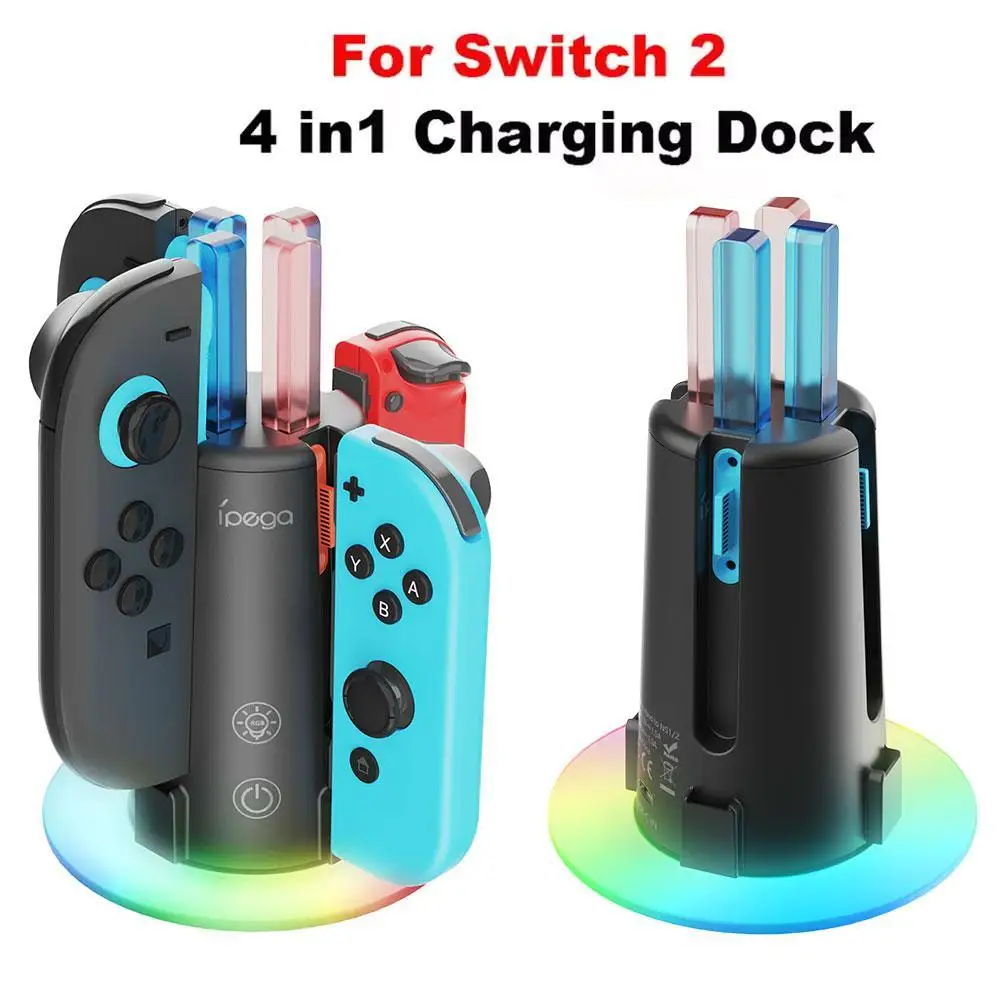 

For 2 OLED Colorful Light Effect Touch for SWITCH 2 Accessories, 2 Controller Stand Fast Chargin
