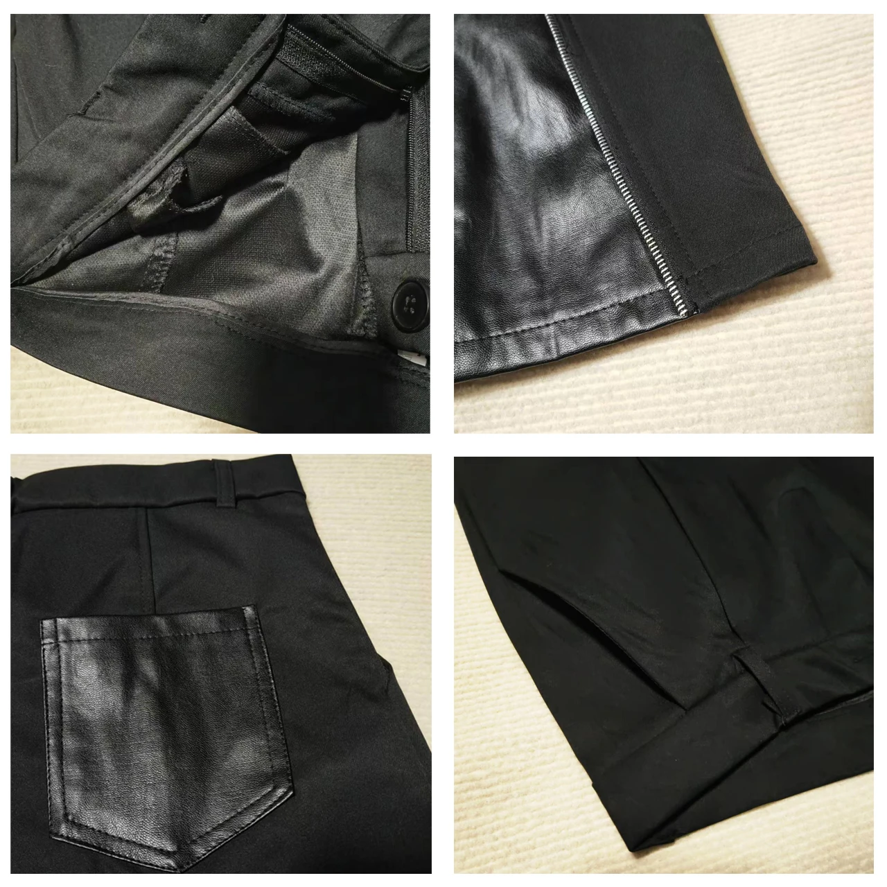 Pantalones informales para Hombre, pantalones de pierna ancha de retales de PU con cremallera, Hip Hop, moda unisex, Harajuku, tendencia de venta al por menor, Pantalones sueltos, Ropa para Hombre