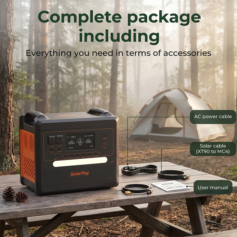 SOLARPLAY LiFePO4 Portable Energy Storage Power Station Q2402M 2304Wh 2500W Large Capacity Home Battery Version Outdoor Camping Off-Grid Power Supply with Trolley