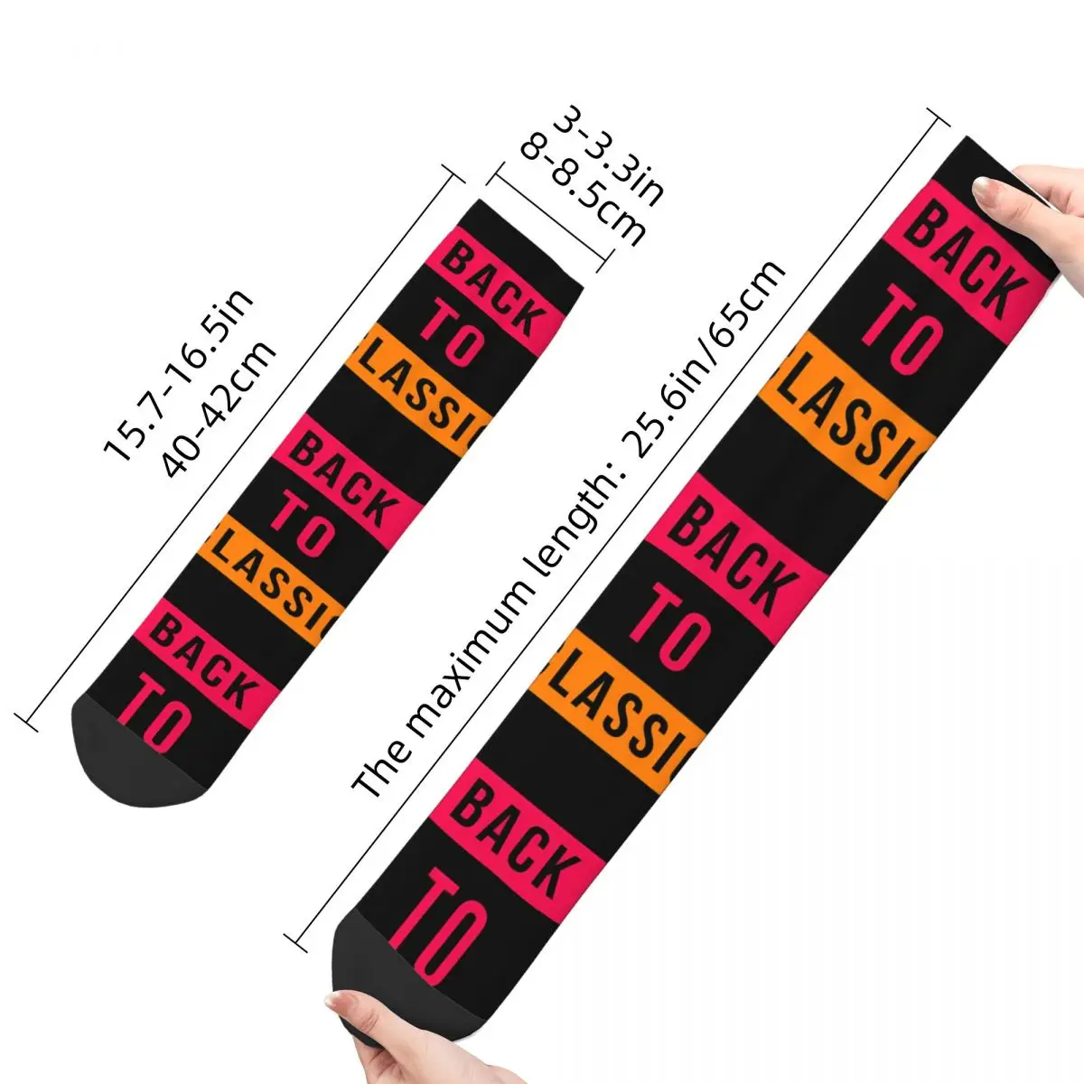 Funny Happy Sock for Men Back To Classic Vintage BACK TO THE 90S Breathable Pattern Printed Crew Sock Seamless Gift