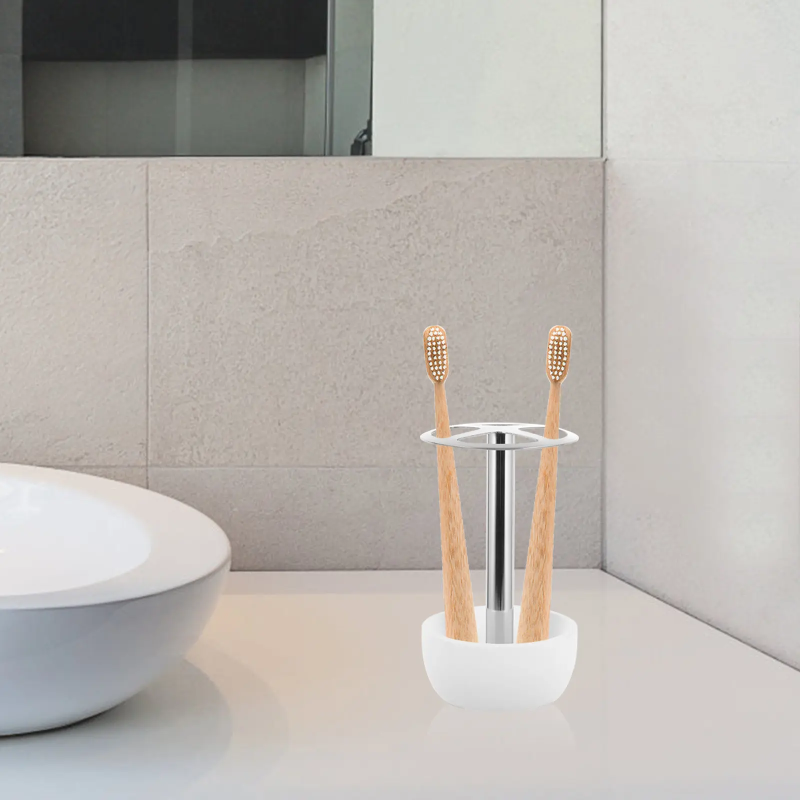 

Desktop Stainless Steel Toothbrush Holder Bathroom Storage Stand Toothpaste Rack Multi Functional Household Toothbrush Organizer