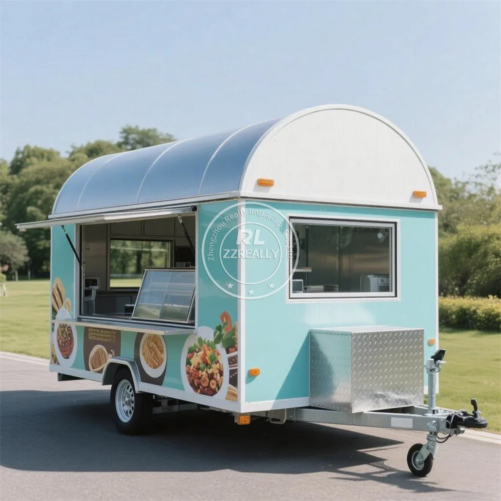

Stainless Steel Square Fast Food Trailer with Full Kitchen Equipment Mobile Food Trucks Trailer American Standard
