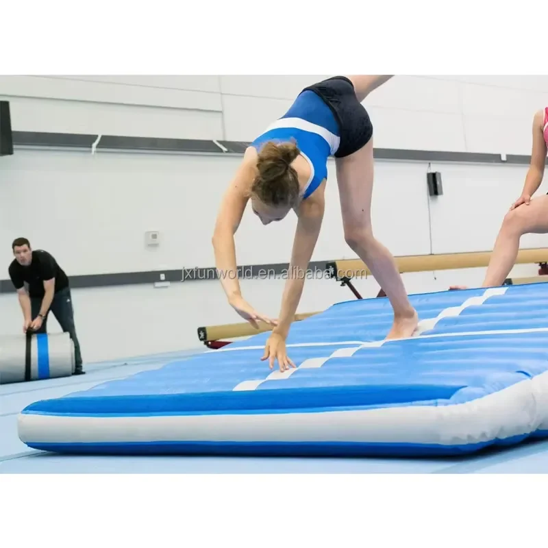 Inflatable Gymnastics Wedge Mat Air Track Ramp for Training Home Use Portable Tumbling Incline Pad for Kids Adults Practice