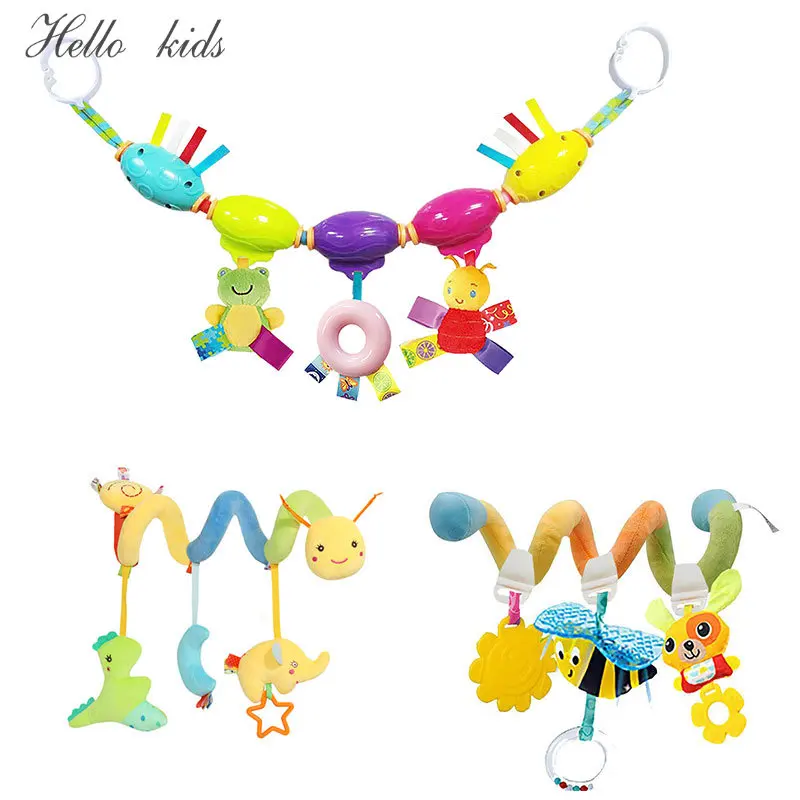 Baby Toys 0-12 Months Plush Rattle Crib Spiral Hanging Mobile Infant Newborn Stroller Bell Graphic Cognition Toys For Toddlers