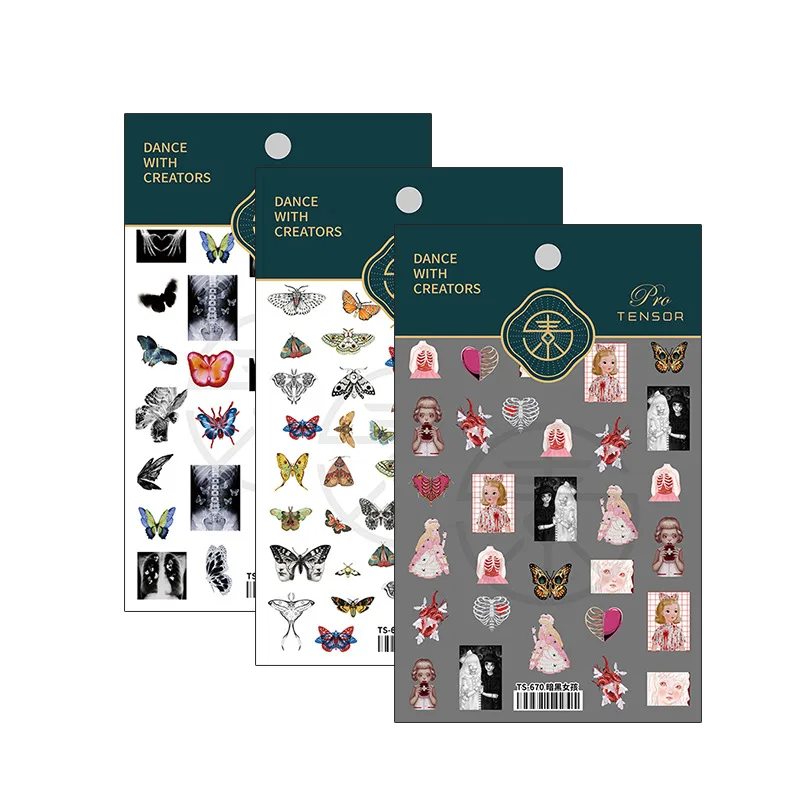 5D borboleta escura mariposa etiqueta do prego, de alta qualidade, requintado, macio, gravado, decoração, decalque, moda