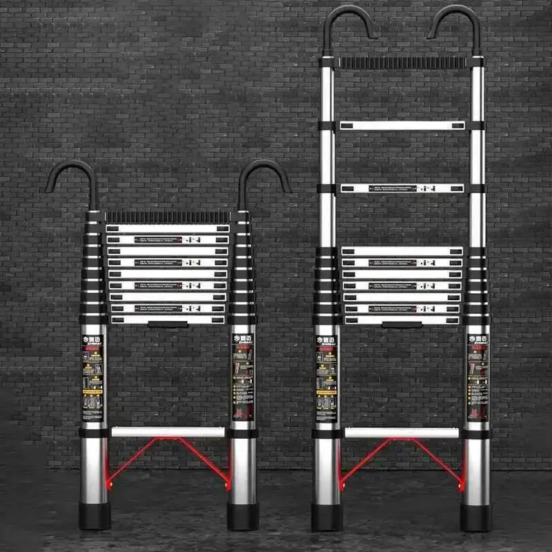 

with Ladder Steel Multi-functional Aluminum Alloy Telescopic Portable Stainless Ladders Straight Ladder Lifting Hook Engineering