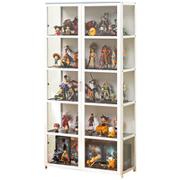 4-Tier Display Cabinet with Acrylic Doors, 67Transparent Bamboo Curio Display Case for Figures, Display Shelves for Collectibles