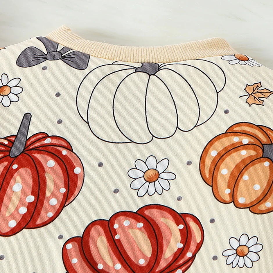 2-teiliges Herbst- und Winter-Kinder-Halloween-Set mit niedlichem Print-Sweatshirt und Hose für Jungen und Mädchen, Thanksgiving-Mode-Set – Detail 11