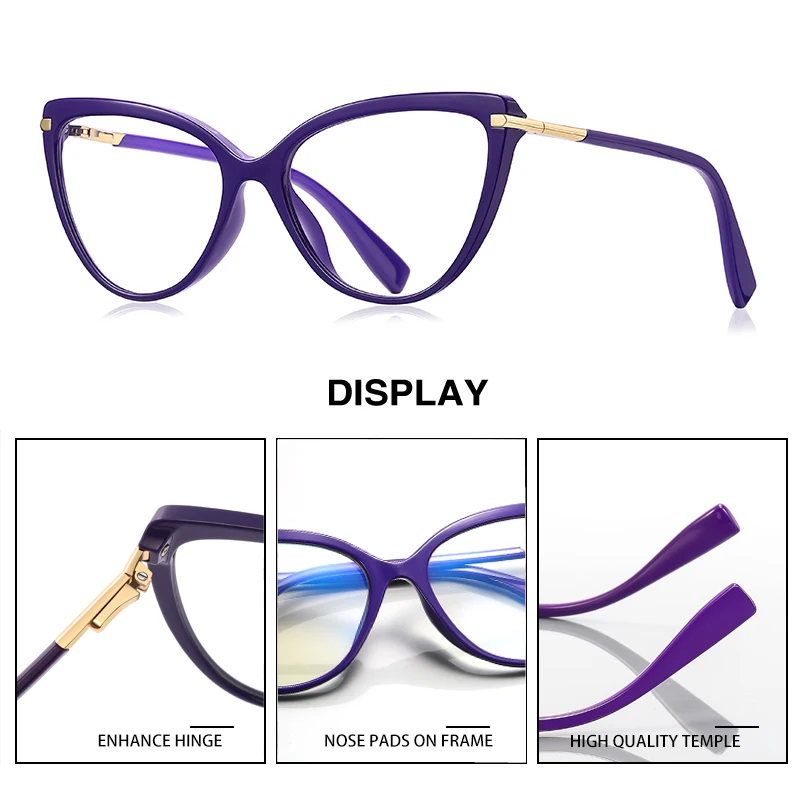 CLLOIO Luxury Reading Glasses for Women Versatile Cat Eye Anti Blue Light Myopia Glasses Hyperopia Optical Eyeglasses Frame 2098