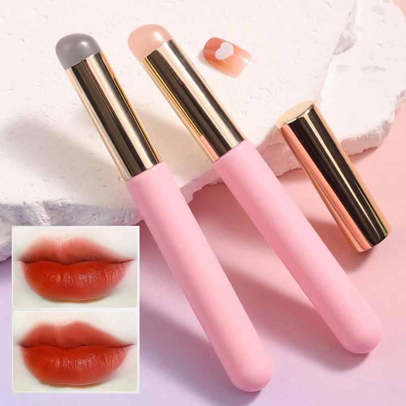 Portátil Silicone Lip Brush, angular corretivo maquiagem ferramenta, cabeça redonda como dedos, escova de batom macio Q, corretivo escova