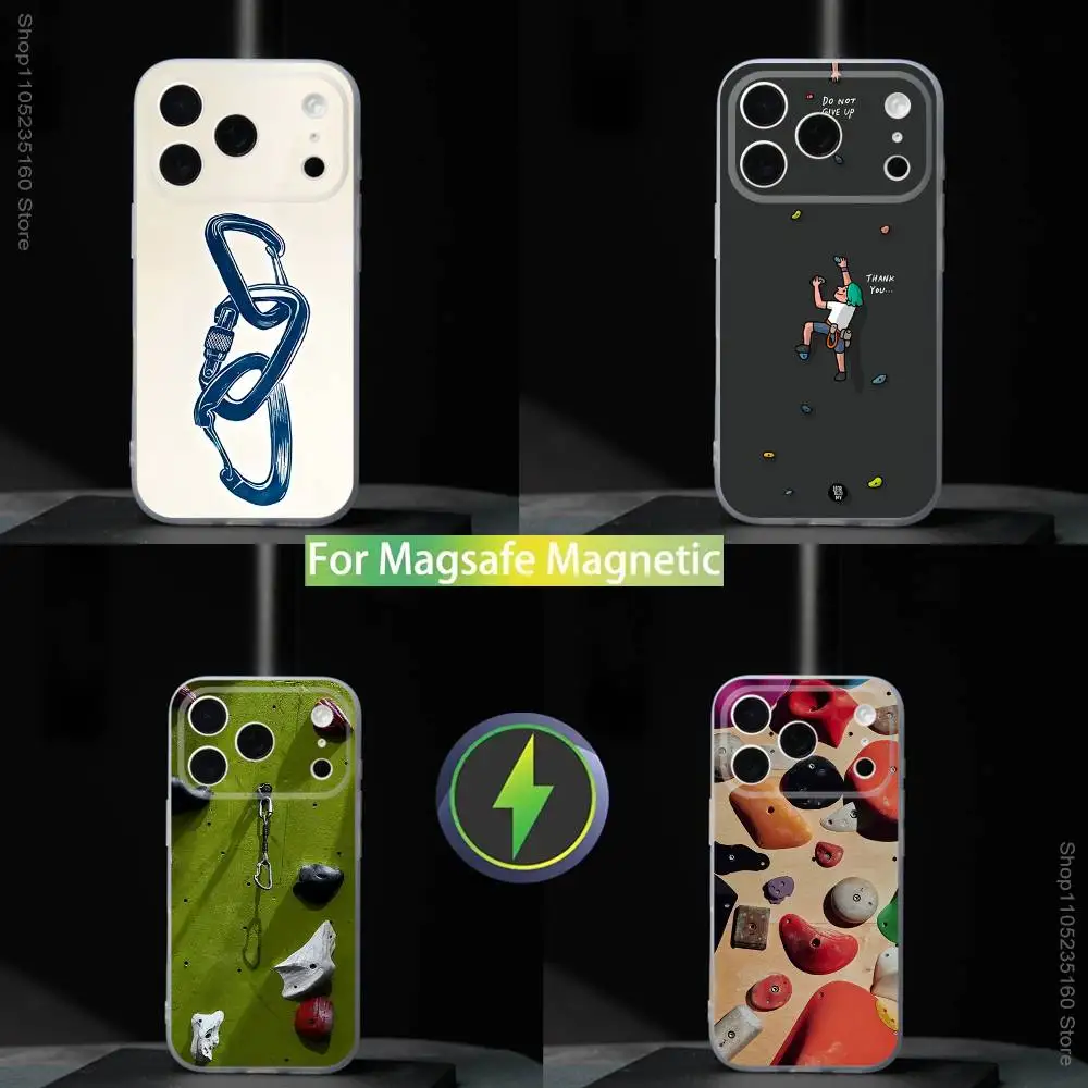 

Rock Climbing Wall Art For iPhone 11,12,13,14,15,16,17,Pro,Max,Plus,Mini,SE4,E Phone Case Magnetic For Magsafe Wireless