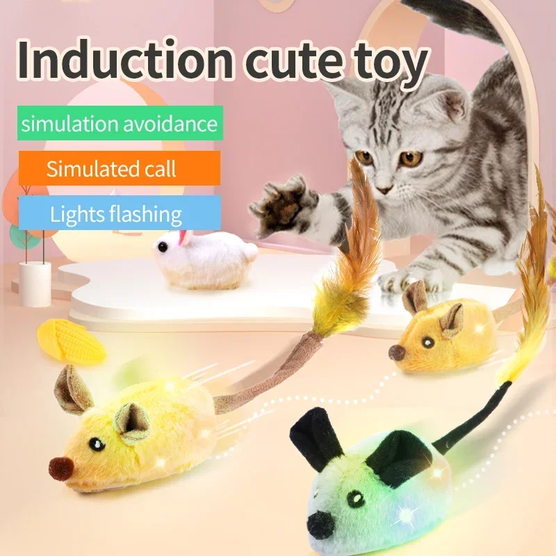 Smart Running Mouse Cat Toy Interactive Random Moving Electric Toys USB charging Simulation Mice Kitten Self-Playing Plush Toys