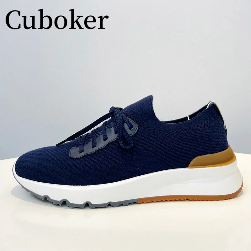 2023 Spring Autumn Men\'s shoes Knitted Causal Sneakers Male Dress Loafers Breathable Thick Bottom Shoes Shoes for Men mujer